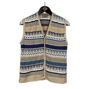 Vintage 90s Nordic Sweater Vest Neutral Fair Isle Knit Cottagecore